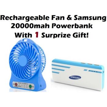 Rechargeable Portable Fan with Samsung 20000mah PowerBank